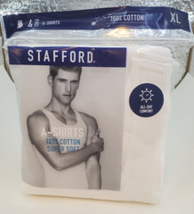 Stafford Super Soft 100% Cotton A-Shirts Ribbed Tank Top 4 Pack XLarge