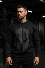 American Flag Spartan Helmet Sweatshirt | Patriotic Warrior Crewneck