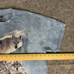 The Mountain Winter Snow Wolves T Shirt Size L* Baby Blue Graphic Tie Dye Nature