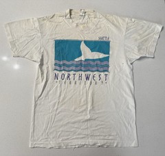 VTG 1989 Single-Stitch Made in USA SEATTLE Graphic T-Shirt Mens L White FOTL