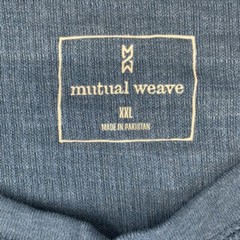 NEW Mutual Weave Henley Shirt Mens 2XL Blue Waffle Knit 3 Button Long Sleeve