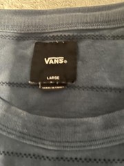 Vans Shirt Mens Large Blue Striped Pocket Short Sleeve Tee Crew Neck Casual