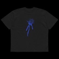 Unisex blue rose love organic oversized high neck t-shirt
