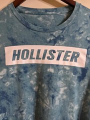 RARE Hollister Long Sleeve Shirt Tie Dye/Acid Wash Malibu Blue Men’s M Scalloped