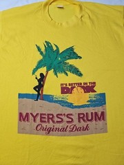 Vtg 80’s Myers’s Rum Original Dark Its Better In The Dark Promo Shirt 2XL 23×30