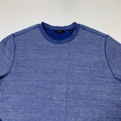 Vince Shirt Mens XL Extra Large Blue Cotton Blend Thermal Long Sleeve Crew Neck