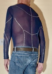 Men’s Sheer Mesh Beaded Shirt Rave Festival Club – Free Ship – Pup Approved!