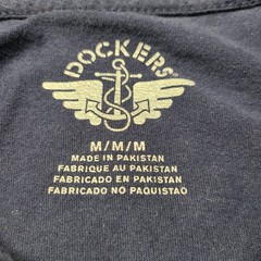 DOCKERS T-SHIRT NAVY BLUE & WHITE Size Medium Basic Tee Anchor Wings