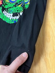 AZTEC SKULL T SHIRT ART TEE Front Back Hits Unique LARGE Neon Black Vision See