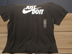 NEW WT MENS NIKE BLACK ATHLETIC T-SHIRT “JUST DO IT” SWOOSH WHITE AR5006-011 XXL