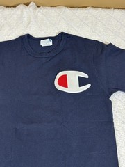 Vintage Champion Big Logo Embroidered Blue Shirt Size M