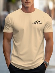 Men Summer 100% Cotton Mountain Pattern Casual Loose Plus Size T-Shirt