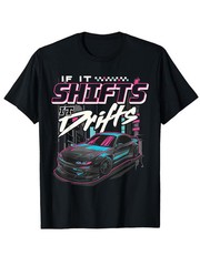 Men’S JDM Racing Drift Car Graphic T-Shirt – Neon Japanese Street Art Design wit