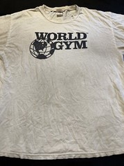 VERY RARE VINTAGE GLOBE VERSION WORLD GYM TSHIRT XL SHIRT EXTRA LARGE AUTHENTIC