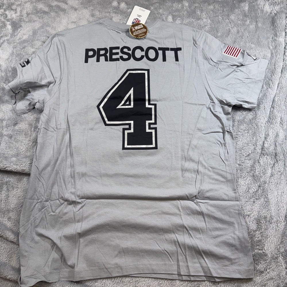 Nike Dallas Cowboys Dak Prescott Mens XL Grey Salute to Service T-Shirt
