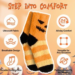 3 Pairs Halloween Fluffy Socks Women Men Cozy Fuzzy Winter Warm Supplies