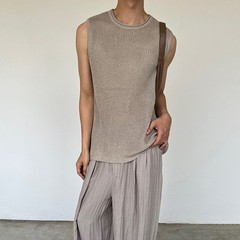 Casual Wear Daily Wear Men’s Tank Top Knitted Vest Knitted Fabric Regular Length