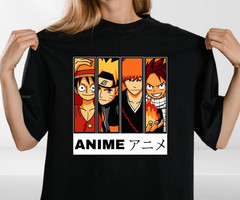 Anime Hero Squad T-Shirt – Japanese Manga Fan Art Tee – Otaku Streetwear t shirt