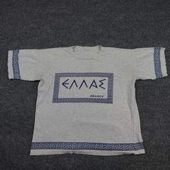 Vintage Greece Shirt Mens Large Gray Greek Key Hellas Souvenir Travel Graphic