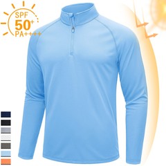 UPF50+ Mens 1/4 Zip UV Shirts Sun Protection Outdoor Fishing Performance T-Shirt