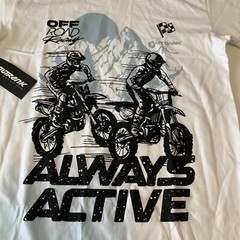 Outrank Always Active Short Sleeve T Shirt Mens Size 2XL White Racing Graphic