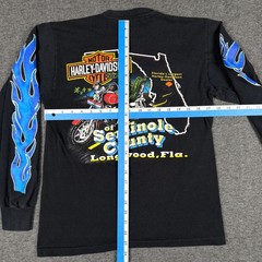 VTG 1991 Harley Davidson Shirt Mens Medium Blue Flames Gator Seminole FL Biker *
