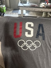 USA Olympics Men’s T-Shirt L Team Apparel Short Sleeve Gray Polyester Spandex