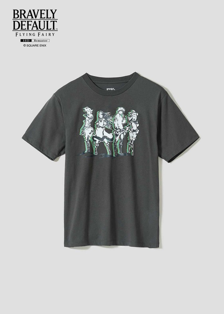 Bravely Default x graniph Warrior of Light T-Shirt Black Japan New