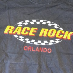 Race Rock Orlando T-Shirt Mens Size XL Black Restaurant Checkered Finish Line