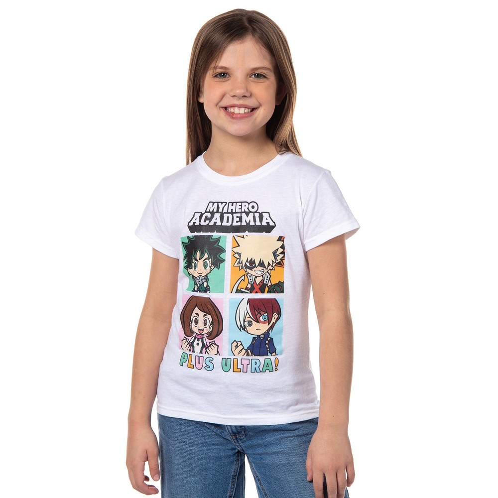 My Hero Academia Girls’ Shirt Plus Ultra! Character Grid T-Shirt Tee Kids