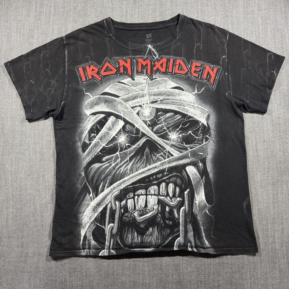 Iron Maiden Shirt Mens Medium Black Eddie Chains Metal Band Graphic Tee Hanes