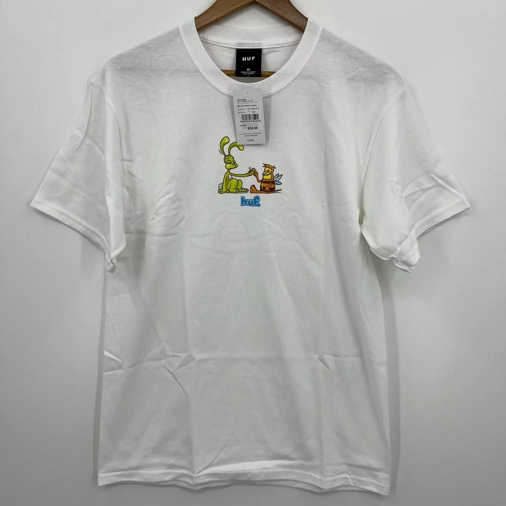 HUF Worldwide T-Shirt Men’s Size M White Best Friends Graphic Logo New NWT