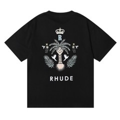 RHUDE Men Coconut Tree High Quality Leisure Cotton Short Sleeve T-Shirt M-2XL