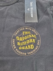 True Religion Men’s Wavy Buddha Brand Gold Foil Metallic T-Shirt Size Large NWT