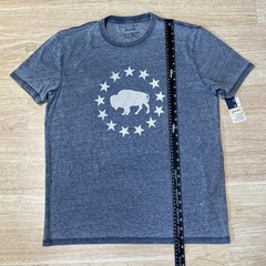 Lucky Brand T-Shirt Men’s L Jet Black (Gray) Buffalo Stars Venice Burnout Tee SS