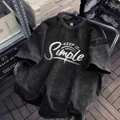 Vintage Letter Graphic T-Shirt 100% Cotton Oversized Streetwear Lace Up Tee