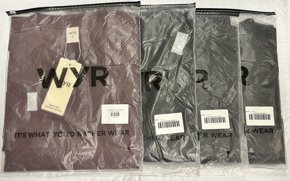 WYR WEAR Long Sleeve Shirt Lot Large L Cotton Egypt Black Merlot 4PC