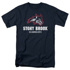 Stony Brook University Adult T-Shirt Seawolves Logo, Navy, S-5XL