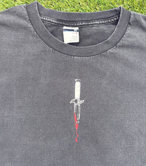 Vintage RARE Krew Skateboarding Dagger Streetwear Mens Black Graphic Tee Size XL