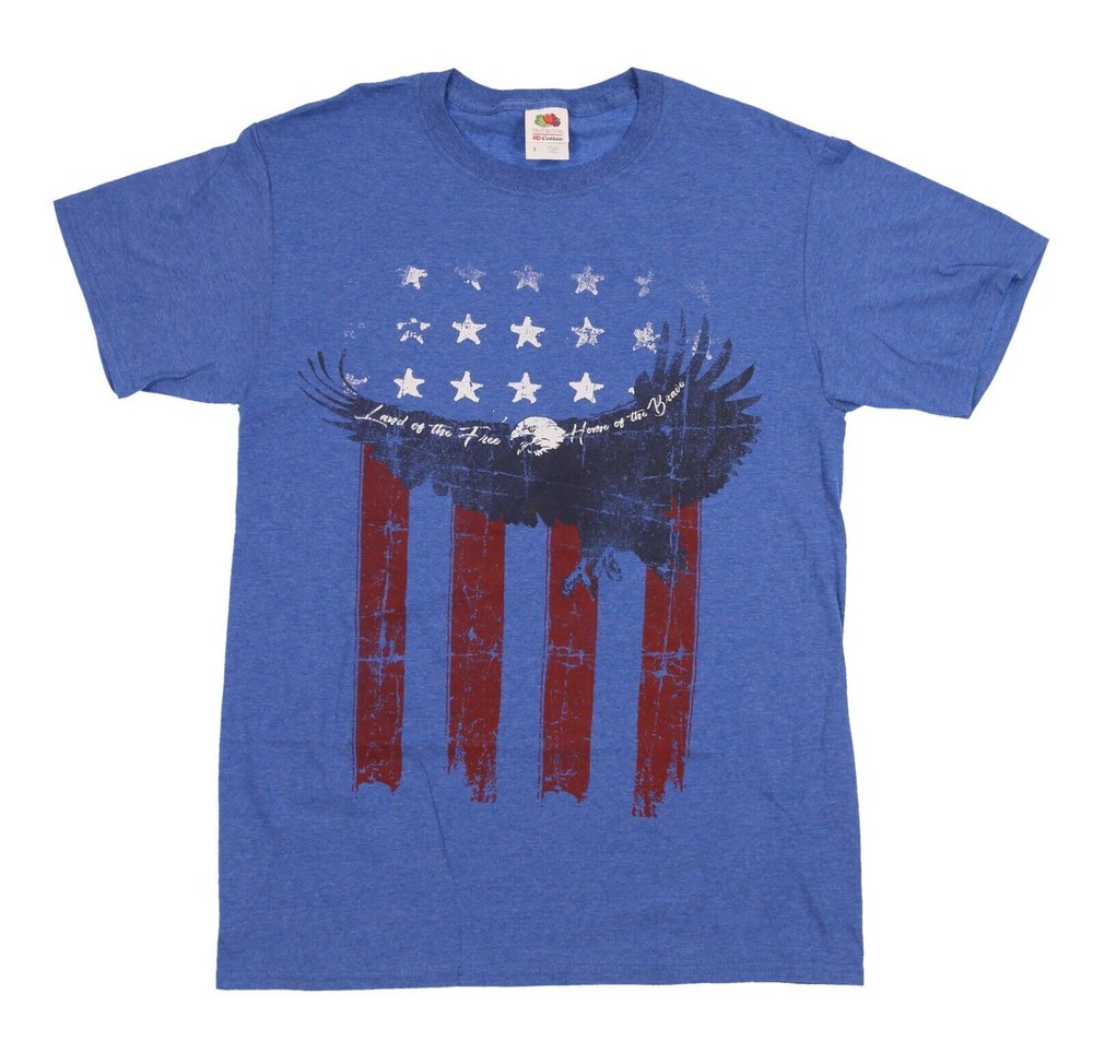 USA T Shirt Men’s Land of The Free Home of The Brave Bald Eagle T-Shirt Size S
