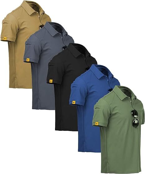 Men’s Tactical Polo T-Shirt Quick Dry Combat Short Sleeve Team Work Casual Shirt