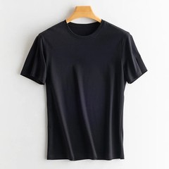 Men’s High-end Fabric Silk Mercerized Cotton T-shirt Crew Neck Luxury Tee Short