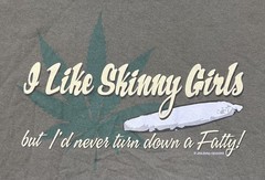 VINTAGE Y2K Jailhouse Designs Skinny Girl Fatty Joint Tee AAA Olive Large