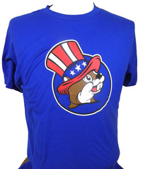 Buc-ee’s Beaver T-Shirt M Blue Tag & Sticker USA Freedom Independence Day 250th
