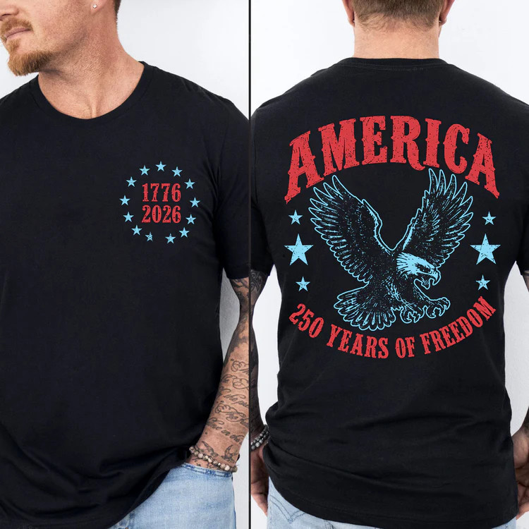 America 250th Anniversary Pocket Back Shirt Patriotic USA Flag Tee S-5XL