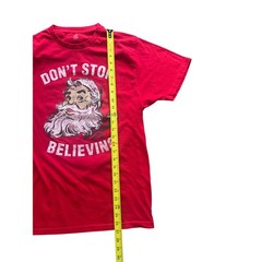 Holiday Time Mens Large Red Santa Claus Dont Stop Believing Graphic T Shirt