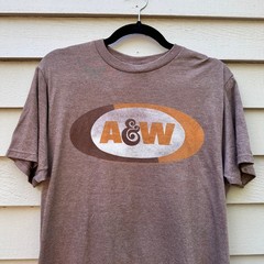 Tee Luv AW Root Beer Graphic T-Shirt Mens Medium Heather Brown Vintage Style NEW