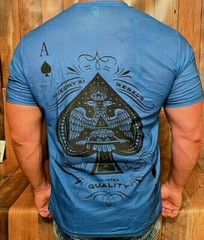 Theory Rebel Streetwear Poker Print Graphic Short Sleeve Blue T Shirt