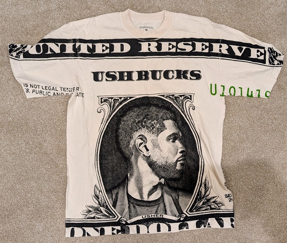 USHER United Reserve Ush Bucks One Dollar The Colosseum Graphic T-Shirt Medium