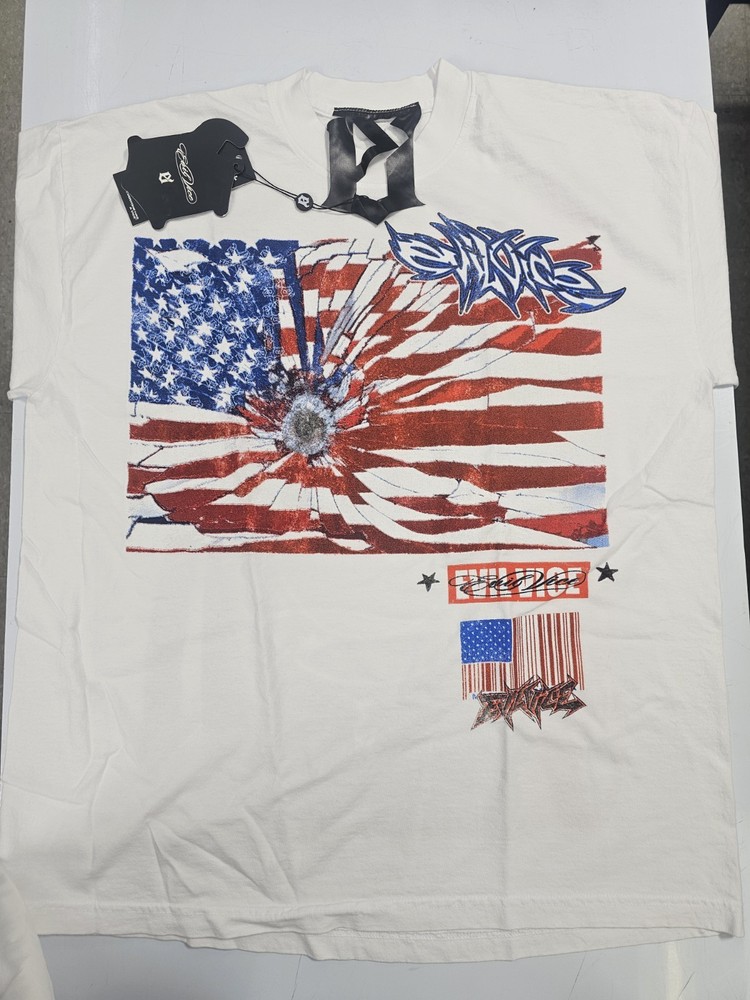 EVIL VICE EVIL “USA” GUN RANGE THEME MEN’S SIZE LARGE (OS) WHITE RETAIL $90🔥🔥